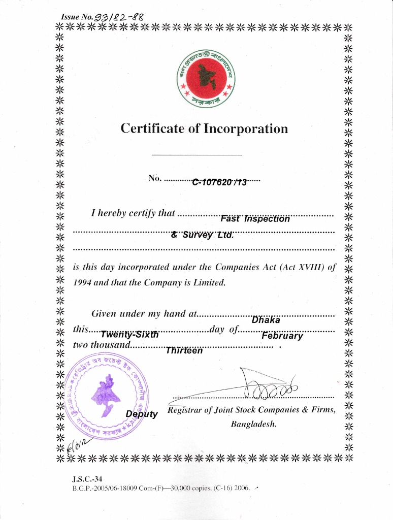 Certificate of Incorporation